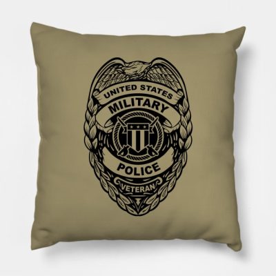 Us Military Police Veteran Black Badge Throw Pillow Official Police Merch