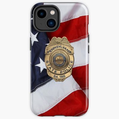 Pennsylvania State Police - Psp Badge Over American Flag Iphone Case Official Police Merch