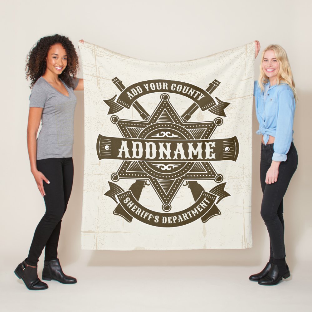 old west sheriff deputy rifles badge personalized fleece blanket - Police Gifts