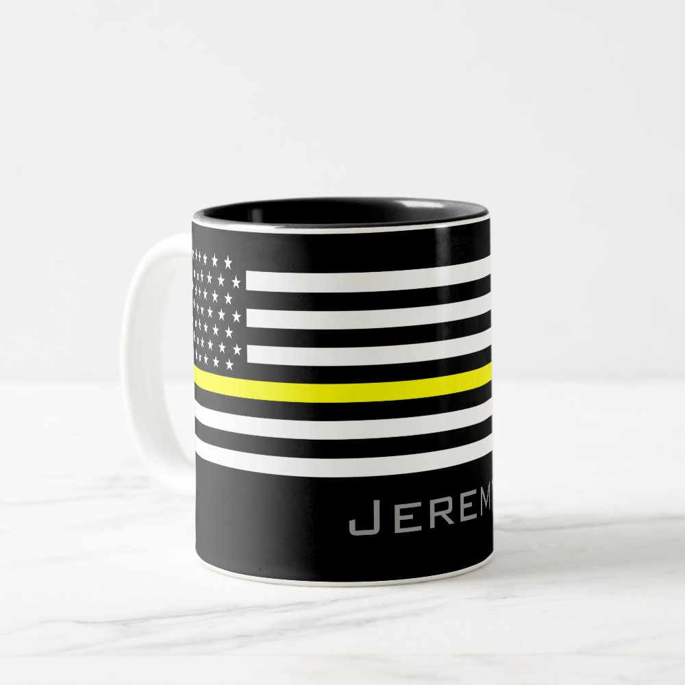 personalized thin yellow line dispatcher flag two tone coffee mug r82408ec82b6a4a61bf40f180c89d1953 kz9ae 1000 - Police Gifts