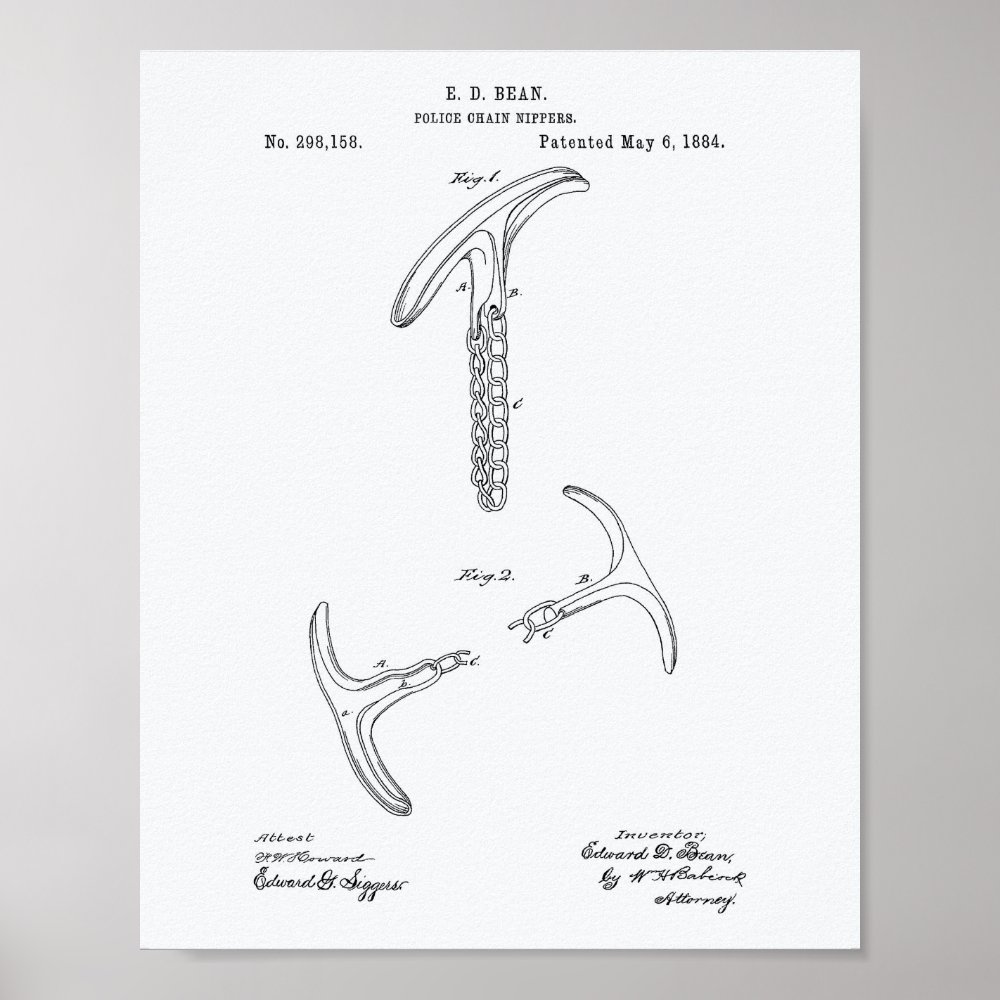 police chain nippers 1884 patent art white paper poster r43047d9551514f15a8b38ea1bf5e68c0 wva 8byvr 1000 - Police Gifts