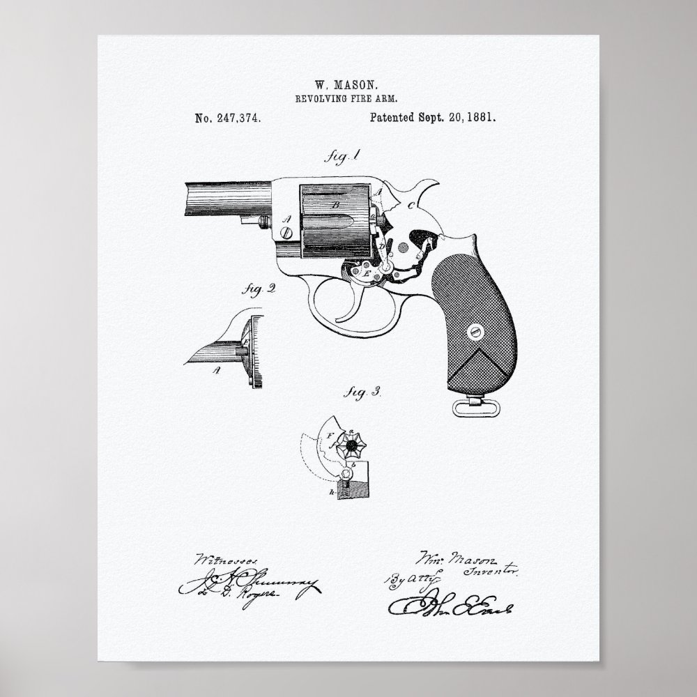 police gun 1881 patent art white paper poster r29e0a4090b0d472b8bb906f5ab257069 wva 8byvr 1000 - Police Gifts