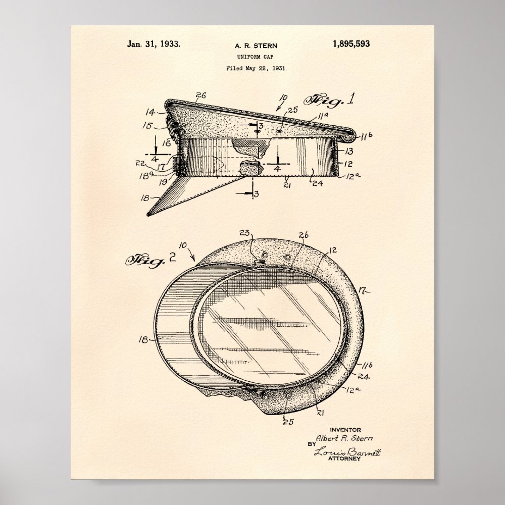 police hat 1933 patent art old peper poster r2fb22416b5c84b7ca6b5bc4ffa497530 wva 8byvr 1000 - Police Gifts