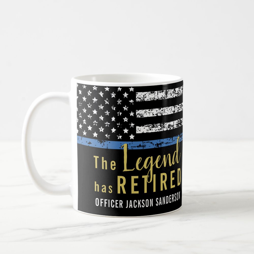 police retirement american flag thin blue line coffee mug - Police Gifts