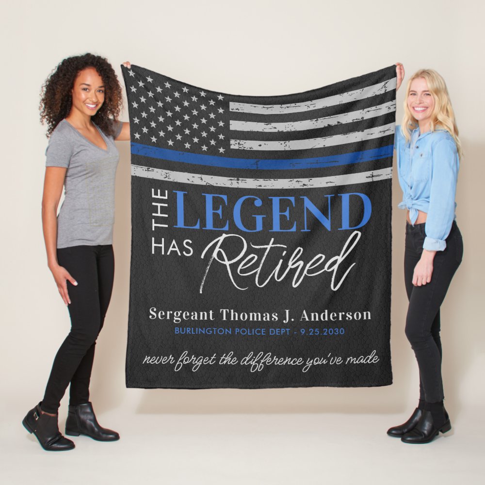 police retirement legend retired thin blue line fleece blanket - Police Gifts