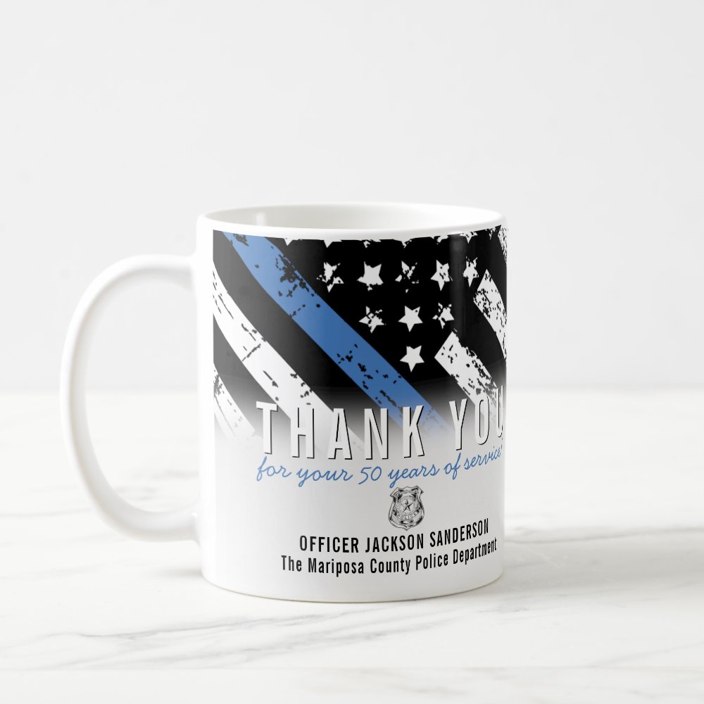 police thin blue line law enforcement thank you coffee mug - Police Gifts