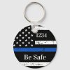 thin blue line personalized badge number police ke keychain rc12f9ce7328e49c38343ca1ccba52974 c01k3 1000 - Police Gifts