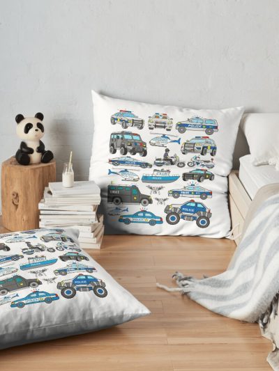 Police Cop Car Throw Pillow Official Police Merch