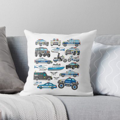 Police Cop Car Throw Pillow Official Police Merch