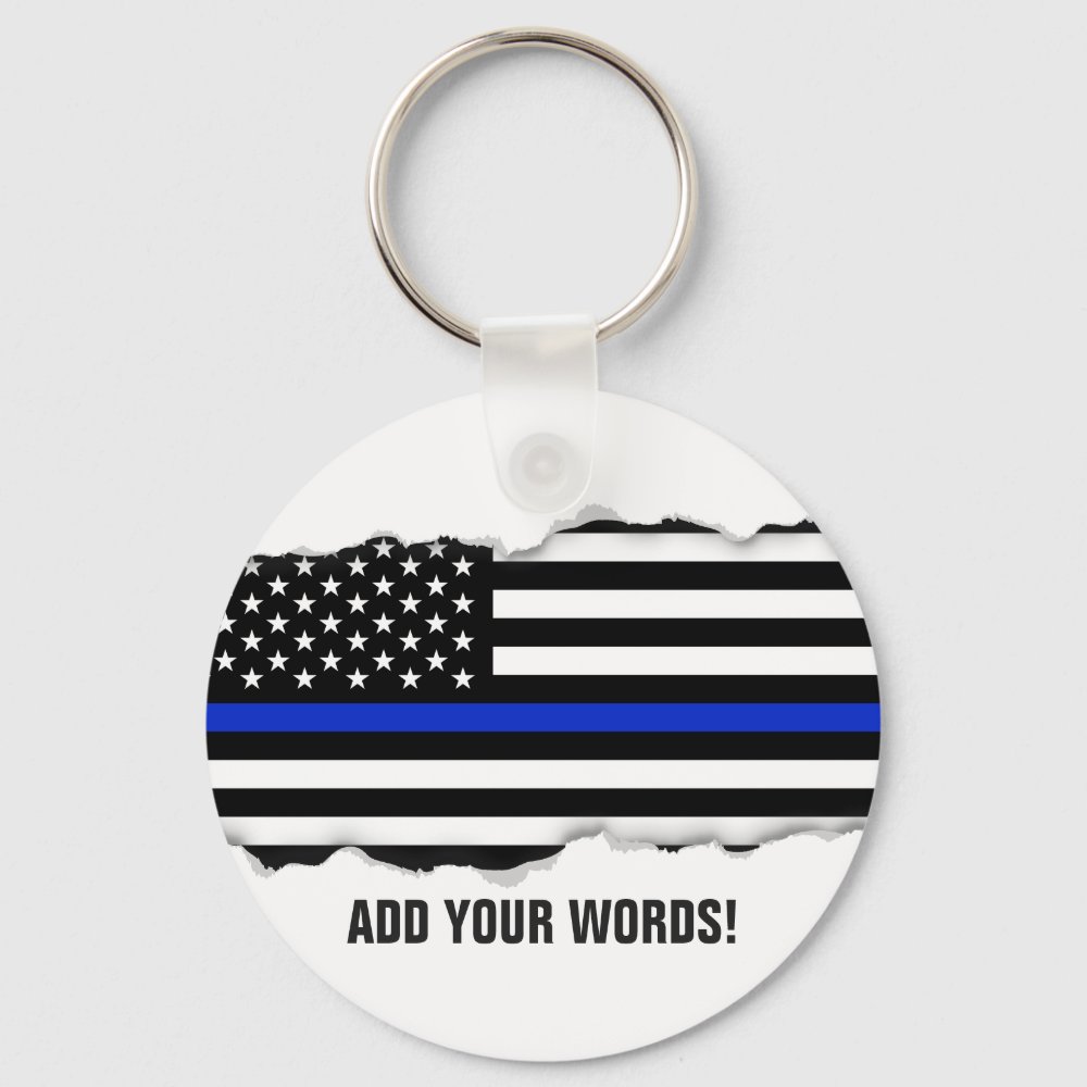 torn out look police flag custom text keychain rc30235ae37f24087a0af2ca4eaf328e7 c01k3 1000 - Police Gifts