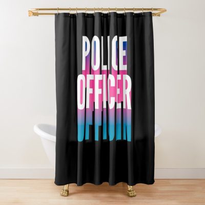 Police Officer With Long Gradient Shadow Shower Curtain Official Police Merch