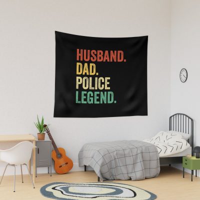 Police Vintage Dad, Police Gifts, Police Gifts, Police Dad Police Legend Shirt, Retro Dad Tees, Fathers Day Police Gifts Tapestry Official Police Merch