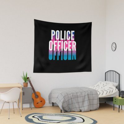 Police Officer With Long Gradient Shadow Tapestry Official Police Merch