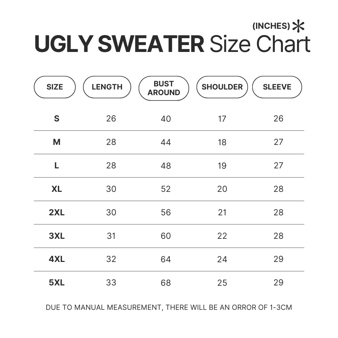 Ugly Sweater Size Chart - Police Gifts