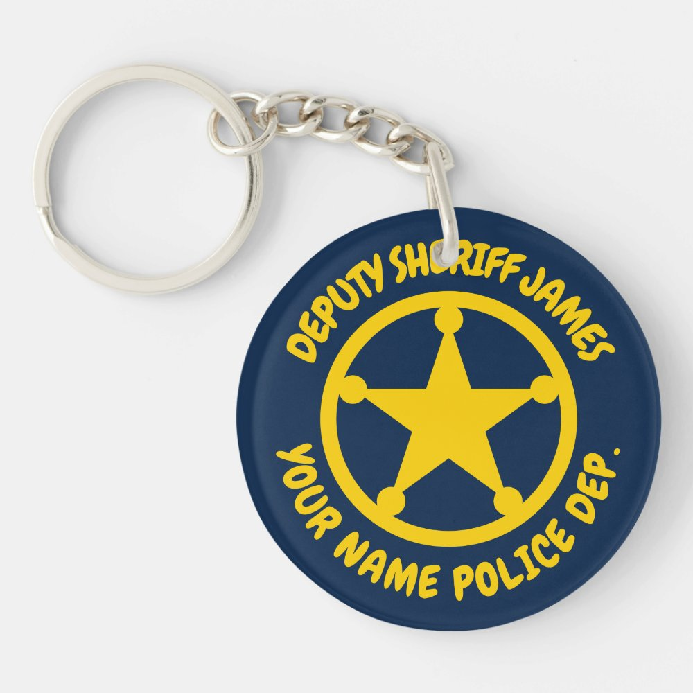 Police Department Star Personalized Keychain