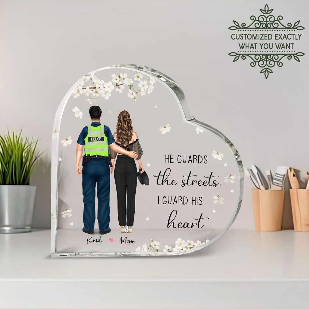 Personalized Couple Police Heart Acrylic Plaque