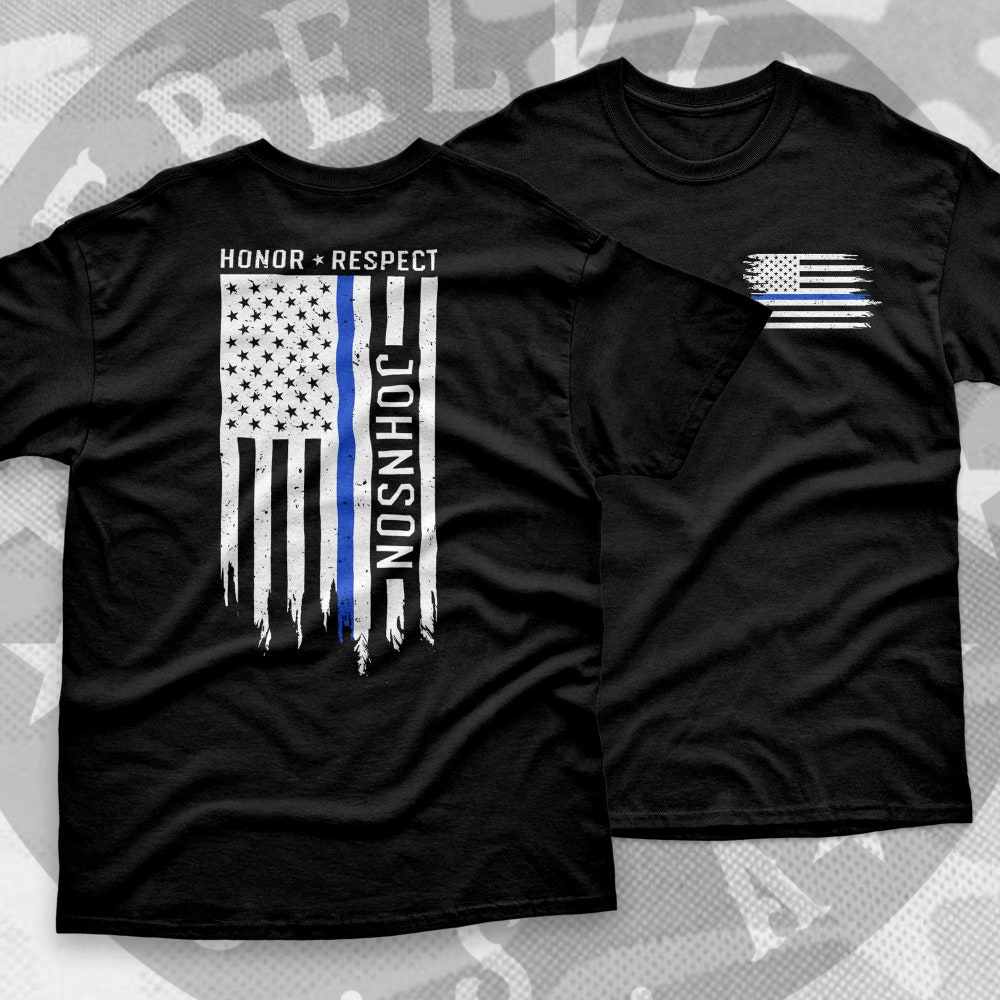 Thin Blue Line Police Officer Personalized T-shirt