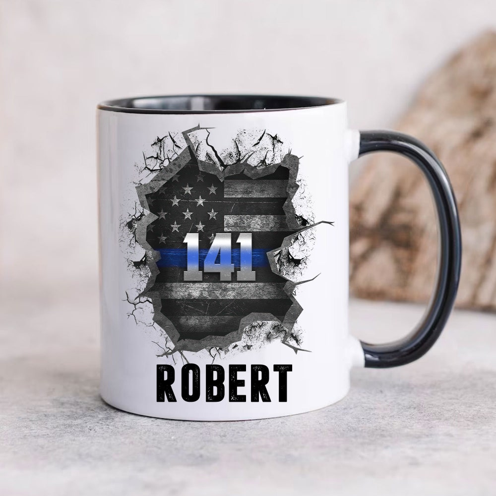 Personalized Police Officer Thin Blue Line Mug