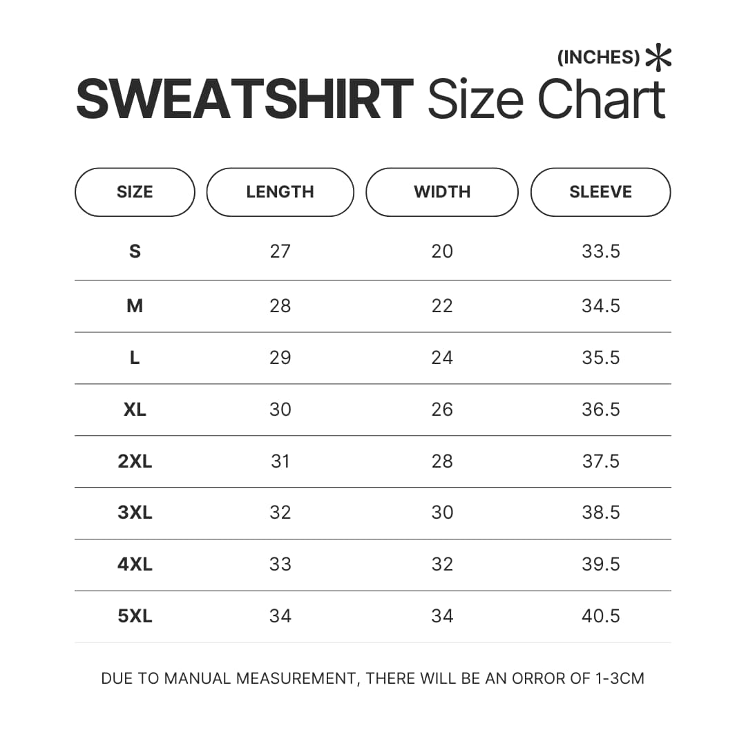 Sweatshirt Size Chart - Police Gifts