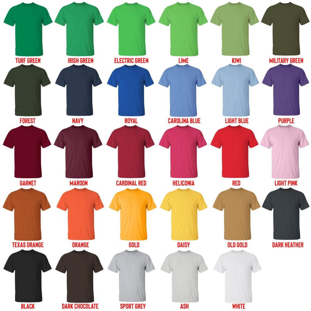 t shirt color chart - Police Gifts